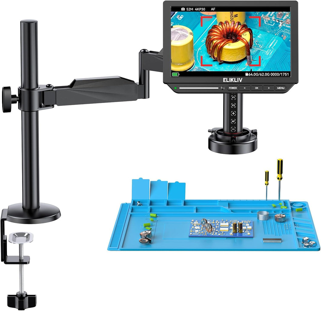 Elikliv Autofocus 4K HDMI Digital Microscope, EM4K-AF Flex Arm Soldering Microscope