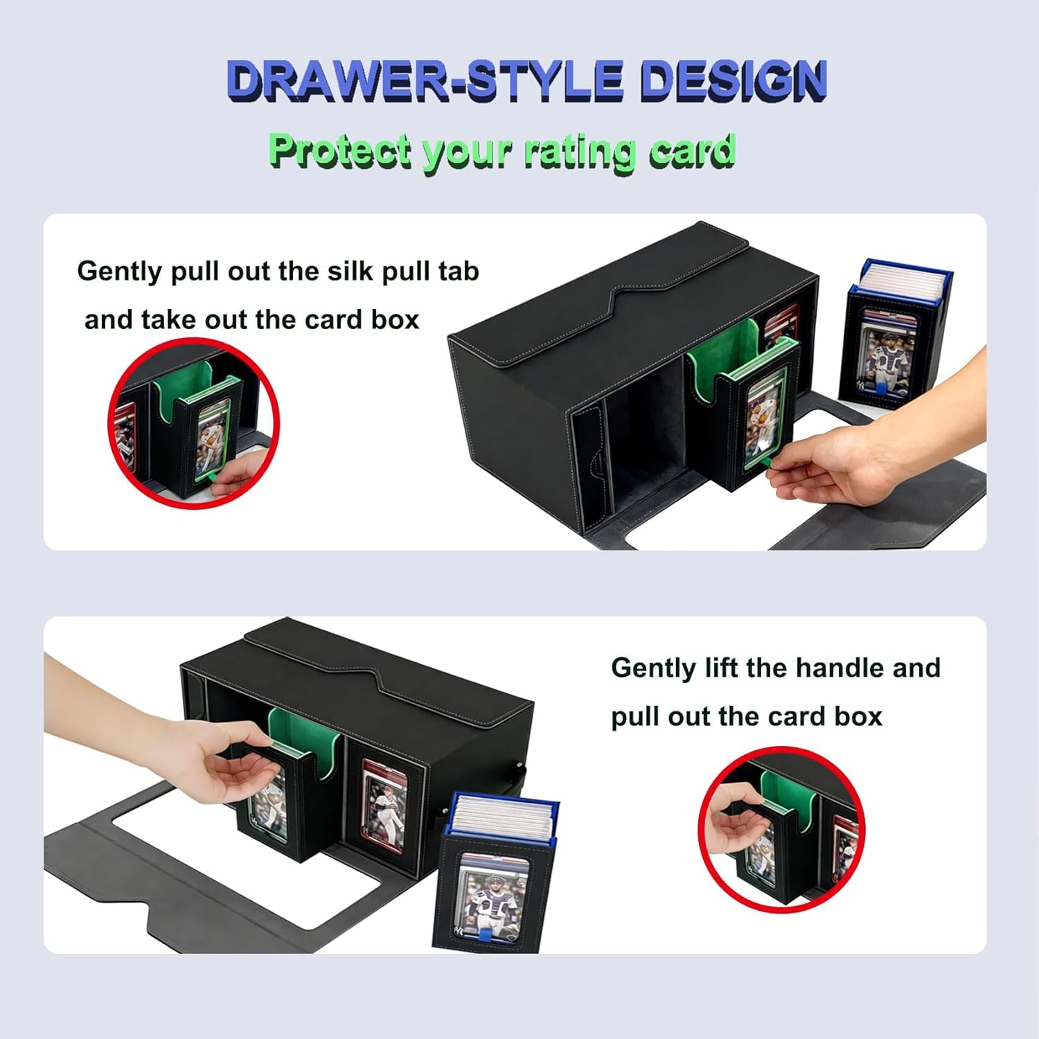 Graded Card Storage Box, 6-Deck Modular Card Case can hold 61 Graded Trading Card, PSA Slab Card Case for Graded Cards Sports Cards,Trading Card 