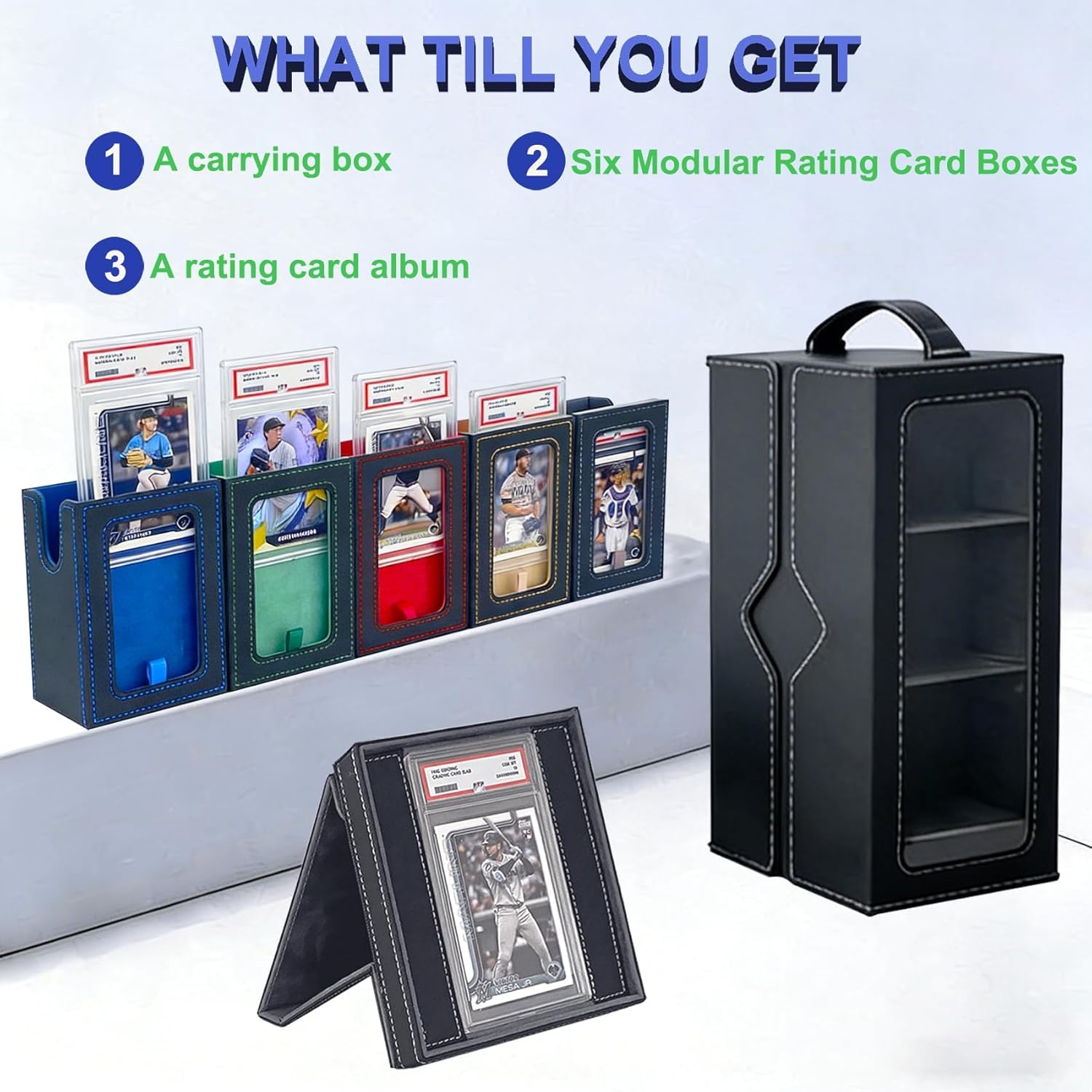 graded trading card box Storage Box, 6-Deck Modular Card Case can hold 61 Graded T – Madlittlepixel 3 5/8 x 5 7/8 x 14 1/8 Interior Dimensions Max Protection Graded Card Storage