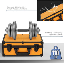 Load image into Gallery viewer, Toploader Storage Box for 3x4 35pt Rigid Cards ＆ Top Loader Cards - Aluminum Alloy Trading Card Storage Box, Sports Card Case with Lock (Holds 600+ Toploaders, Orange)
