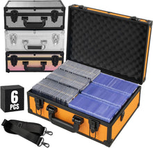 Load image into Gallery viewer, Toploader Storage Box for 3x4 35pt Rigid Cards ＆ Top Loader Cards - Aluminum Alloy Trading Card Storage Box, Sports Card Case with Lock (Holds 600+ Toploaders, Orange)
