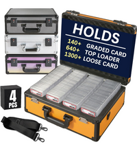 Load image into Gallery viewer, Graded Card Storage Box – Aluminum Alloy Trading Cards Storage Box with Combination Lock - Holds 140+ Graded Cards, Sports Card Case, Fits PSA, CSG, BGS (Orange)
