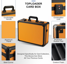 Load image into Gallery viewer, Graded Card Storage Box – Aluminum Alloy Trading Cards Storage Box with Combination Lock - Holds 140+ Graded Cards, Sports Card Case, Fits PSA, CSG, BGS (Orange)
